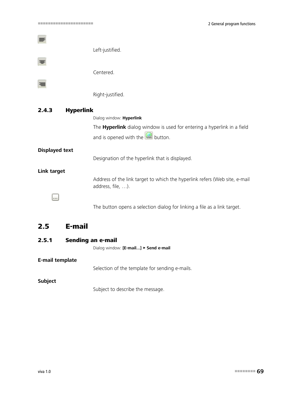 3 hyperlink, 5 e-mail, 1 sending an e-mail | Hyperlink, E-mail, Sending an e-mail | Metrohm viva 1.0 Manual User Manual | Page 81 / 898