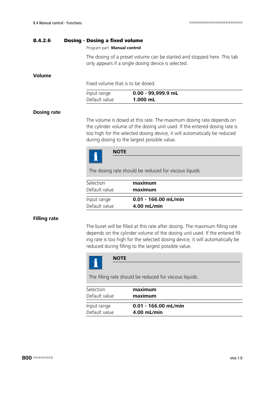 6 dosing - dosing a fixed volume, Fixed volume | Metrohm viva 1.0 Manual User Manual | Page 812 / 898