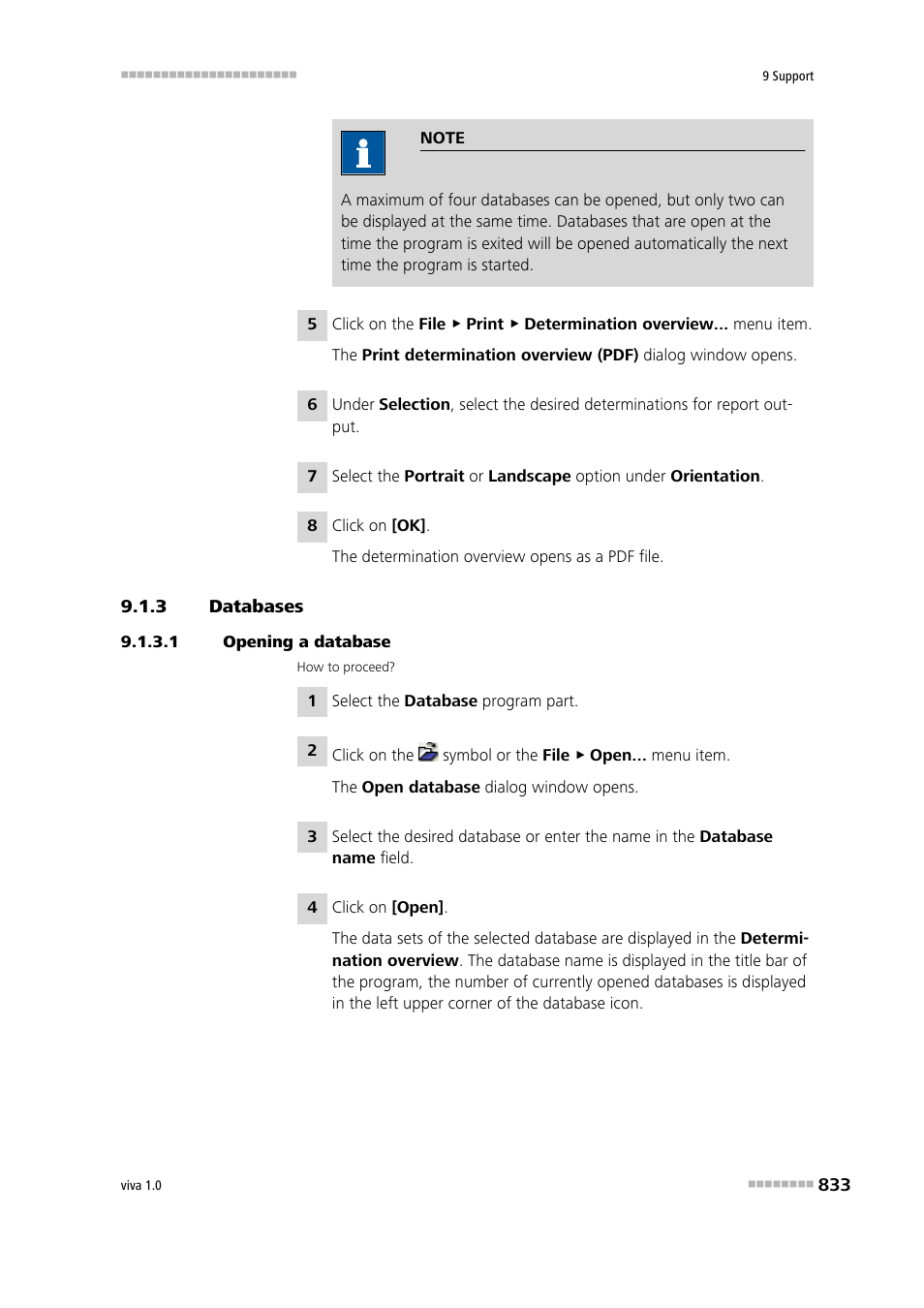 3 databases, 1 opening a database, Databases | Metrohm viva 1.0 Manual User Manual | Page 845 / 898