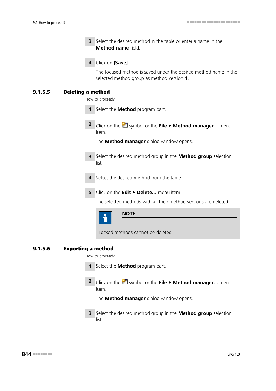 5 deleting a method, 6 exporting a method | Metrohm viva 1.0 Manual User Manual | Page 856 / 898