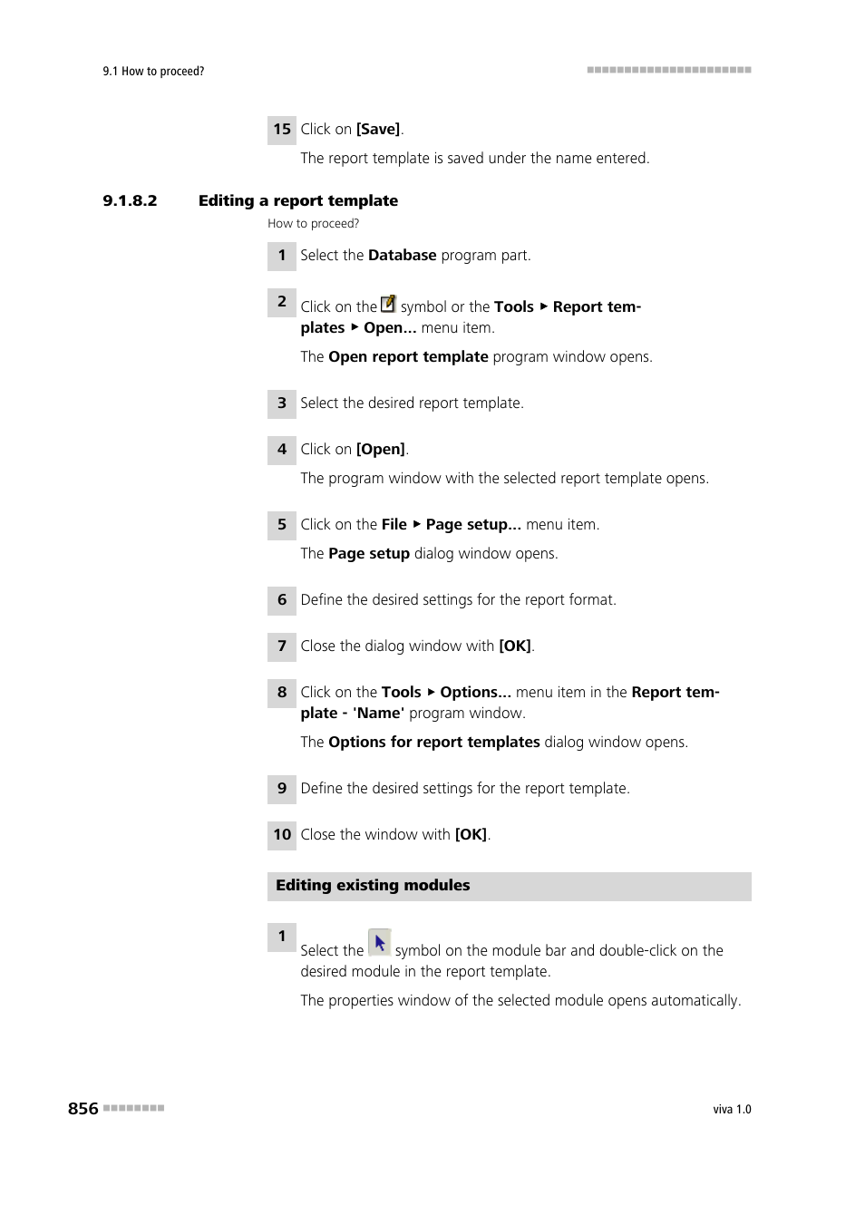 2 editing a report template | Metrohm viva 1.0 Manual User Manual | Page 868 / 898