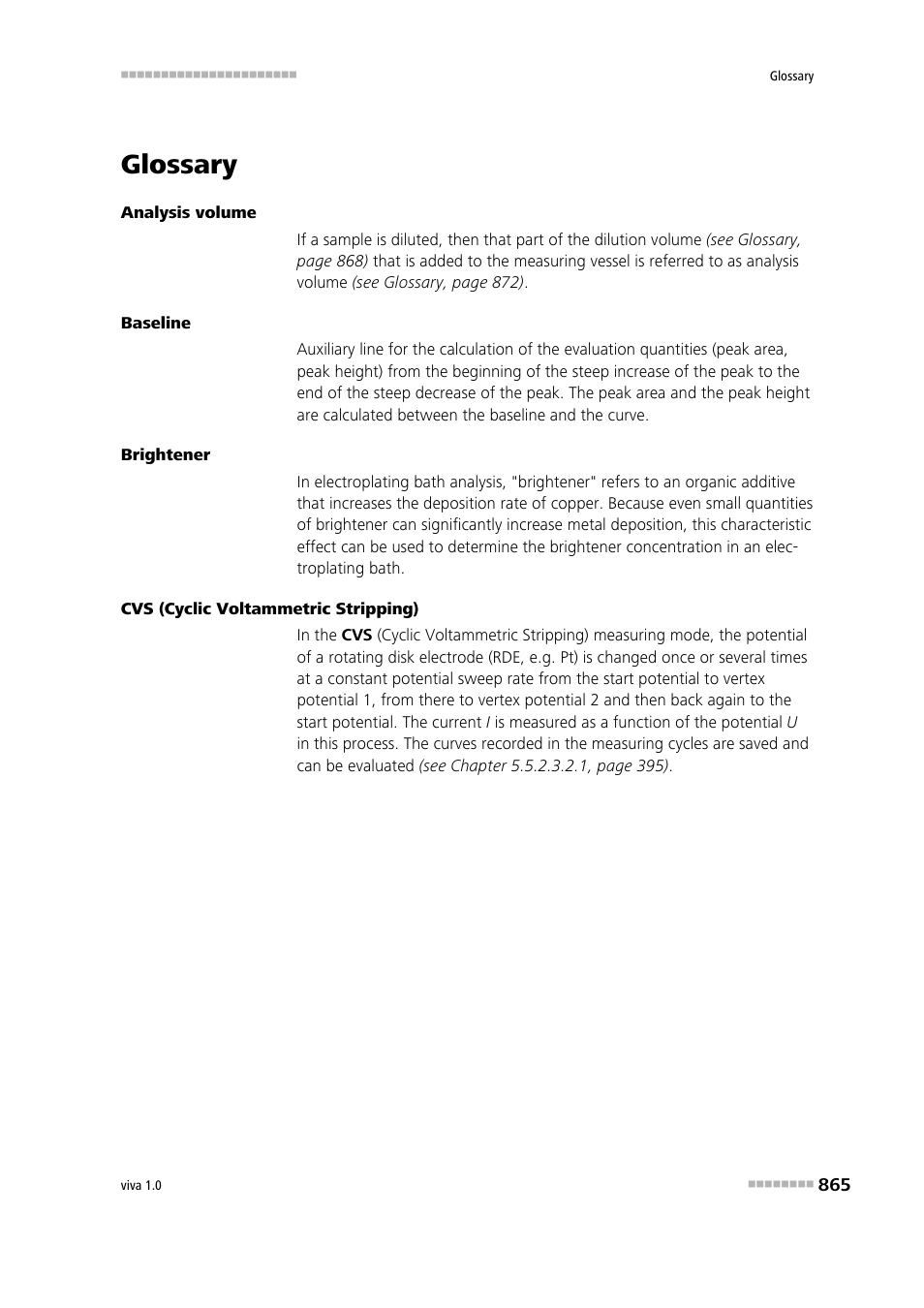 Glossary | Metrohm viva 1.0 Manual User Manual | Page 877 / 898