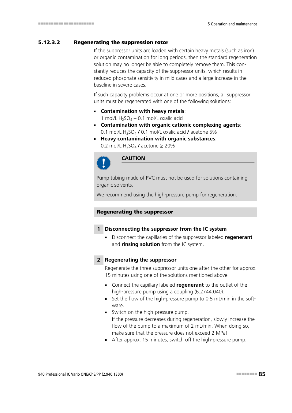 2 regenerating the suppression rotor | Metrohm 940 Professional IC Vario ONE/ChS/PP User Manual | Page 93 / 120