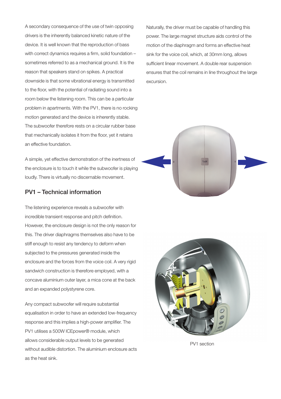 Pv1 – technical information | Bowers & Wilkins PV1 User Manual | Page 5 / 8