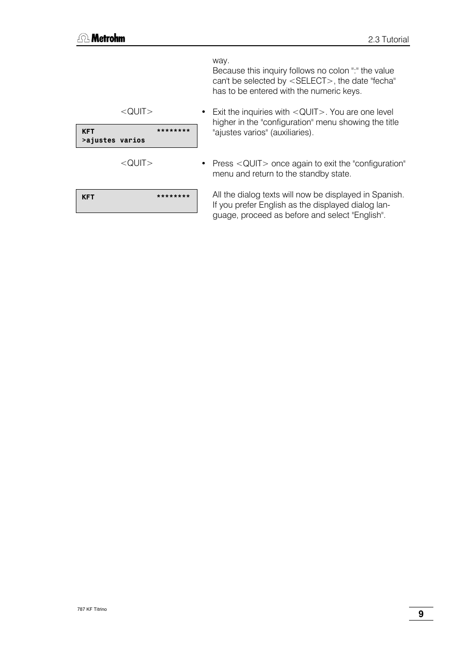 Metrohm 787 KF Titrino User Manual | Page 13 / 83