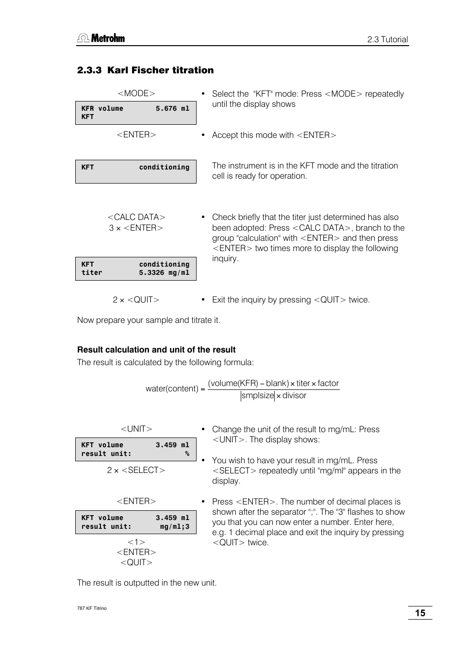 3 karl fischer titration | Metrohm 787 KF Titrino User Manual | Page 19 / 83