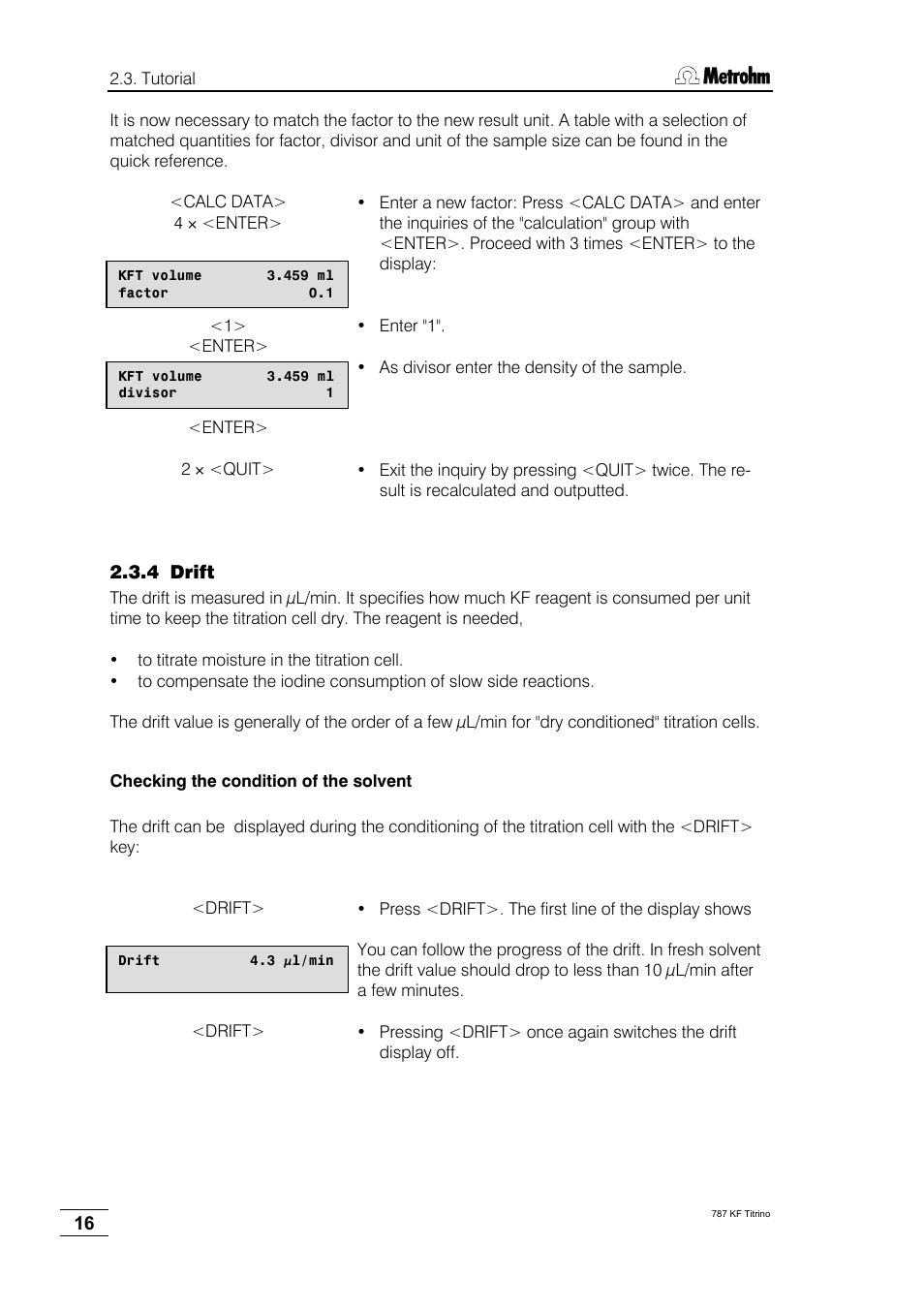4 drift | Metrohm 787 KF Titrino User Manual | Page 20 / 83