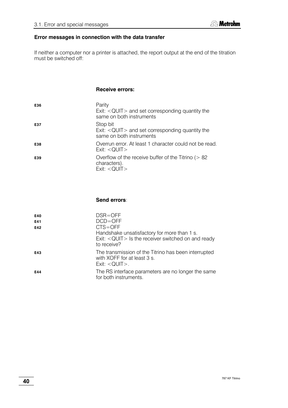 Metrohm 787 KF Titrino User Manual | Page 44 / 83