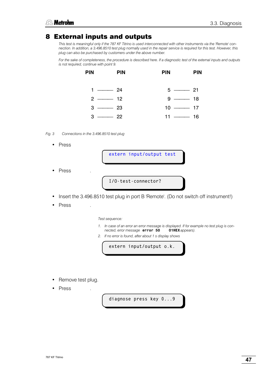 8 external inputs and outputs | Metrohm 787 KF Titrino User Manual | Page 51 / 83