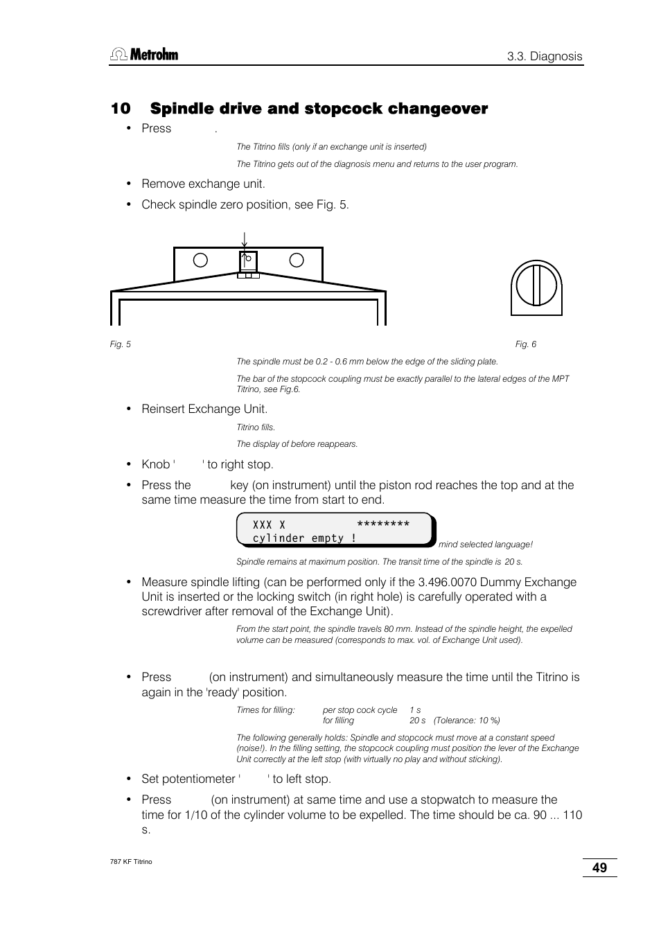 10 spindle drive and stopcock changeover | Metrohm 787 KF Titrino User Manual | Page 53 / 83