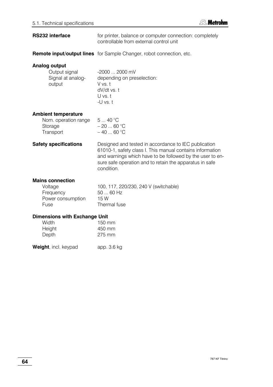 Metrohm 787 KF Titrino User Manual | Page 68 / 83