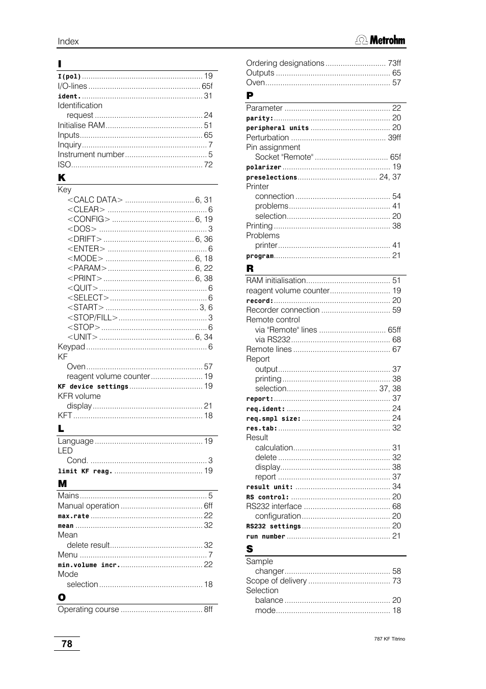 Metrohm 787 KF Titrino User Manual | Page 82 / 83