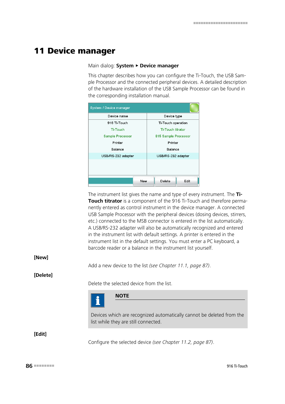 11 device manager | Metrohm 916 Ti-Touch User Manual | Page 102 / 459