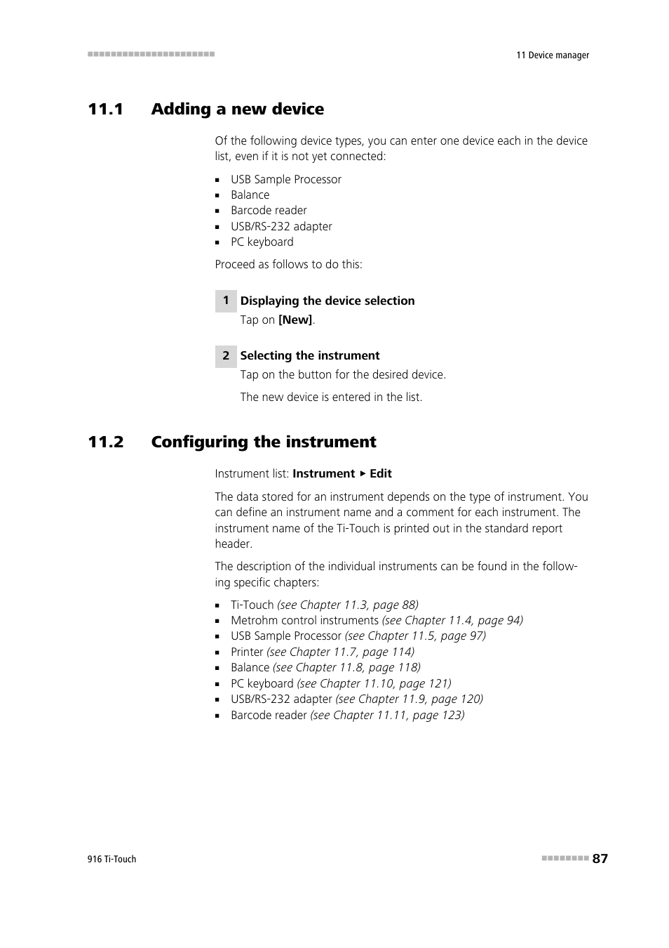 1 adding a new device, 2 configuring the instrument | Metrohm 916 Ti-Touch User Manual | Page 103 / 459