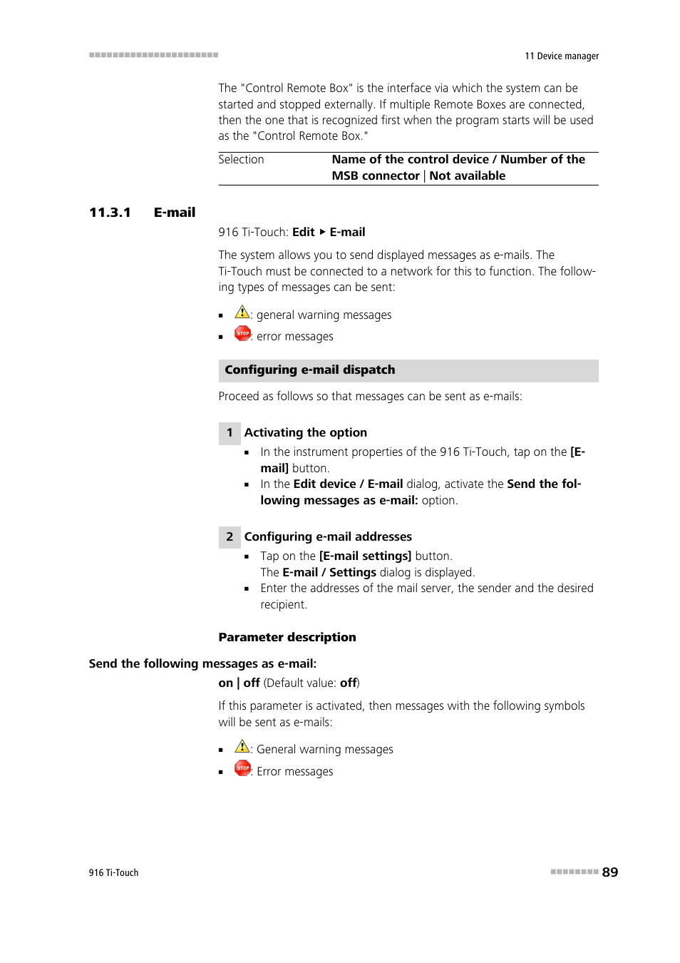 1 e-mail, E-mail | Metrohm 916 Ti-Touch User Manual | Page 105 / 459