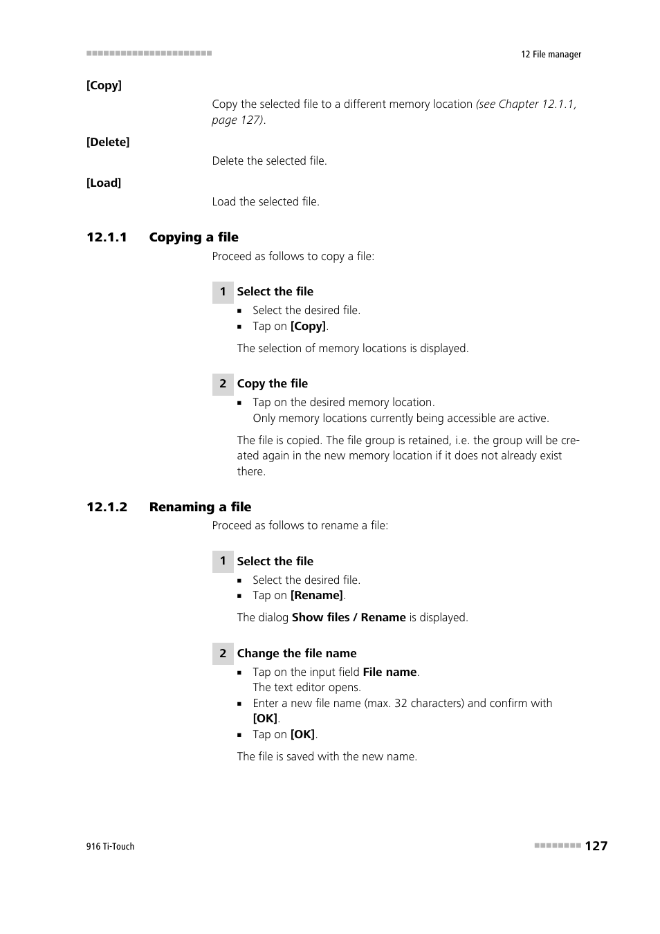 1 copying a file, 2 renaming a file, Copying a file | Renaming a file | Metrohm 916 Ti-Touch User Manual | Page 143 / 459