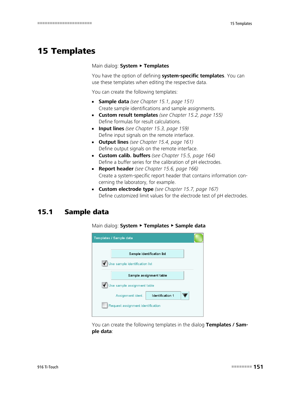 15 templates, 1 sample data | Metrohm 916 Ti-Touch User Manual | Page 167 / 459