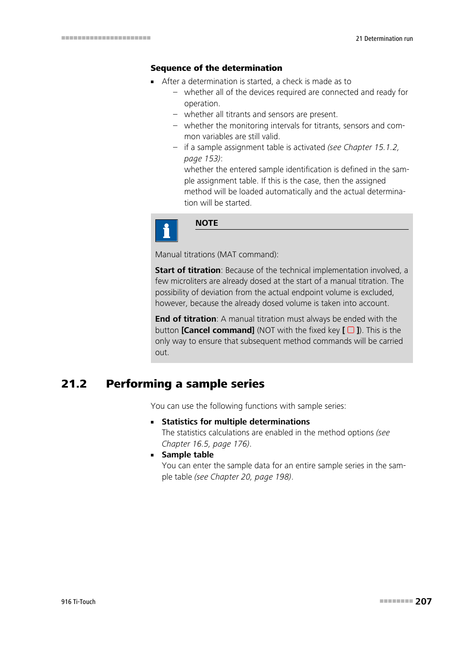 2 performing a sample series | Metrohm 916 Ti-Touch User Manual | Page 223 / 459