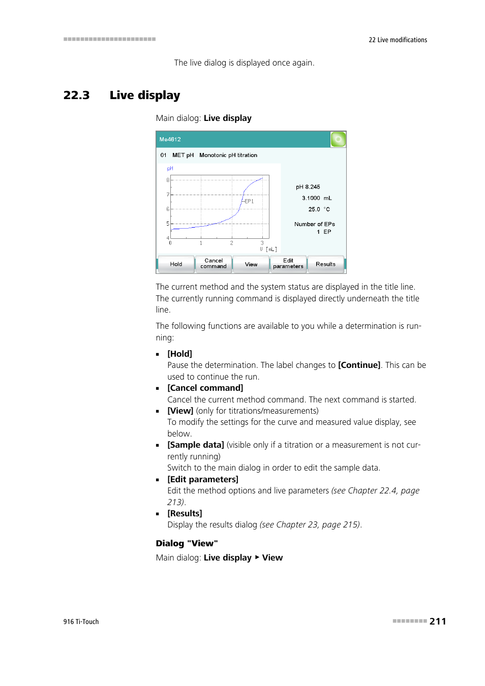 3 live display | Metrohm 916 Ti-Touch User Manual | Page 227 / 459