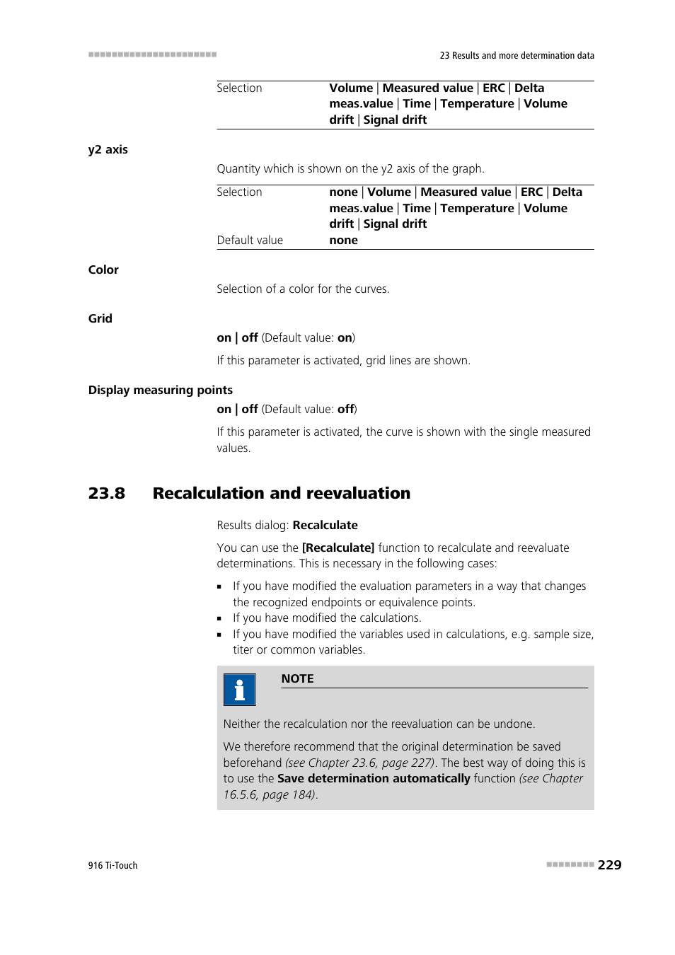 8 recalculation and reevaluation | Metrohm 916 Ti-Touch User Manual | Page 245 / 459