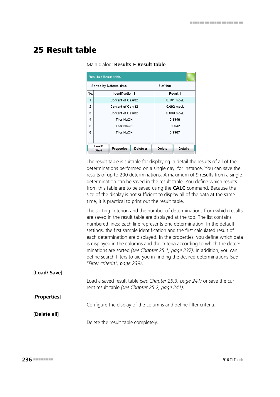 25 result table | Metrohm 916 Ti-Touch User Manual | Page 252 / 459