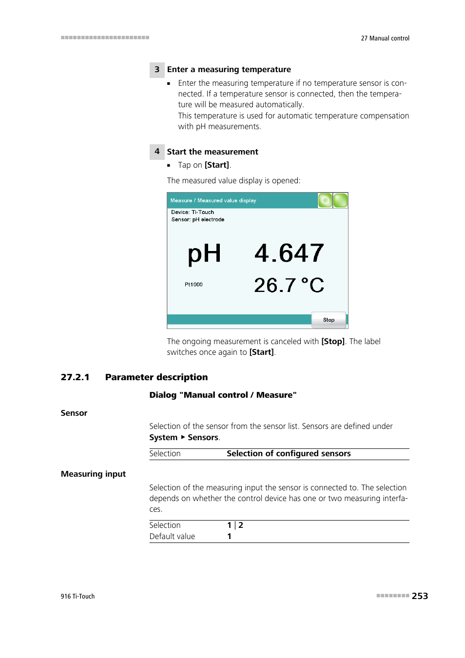 1 parameter description, Parameter description | Metrohm 916 Ti-Touch User Manual | Page 269 / 459