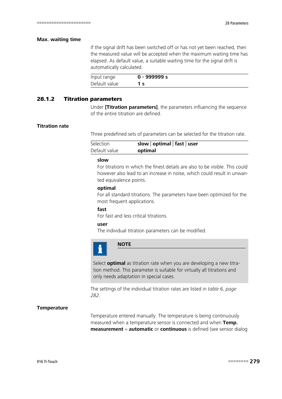 2 titration parameters, Titration parameters | Metrohm 916 Ti-Touch User Manual | Page 295 / 459