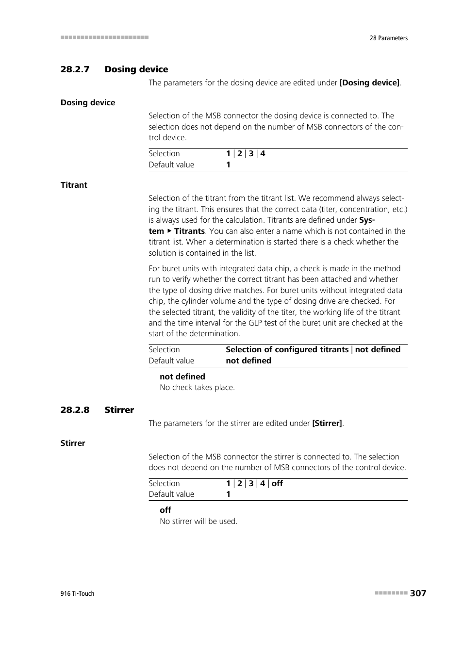 7 dosing device, 8 stirrer, Dosing device | Stirrer | Metrohm 916 Ti-Touch User Manual | Page 323 / 459