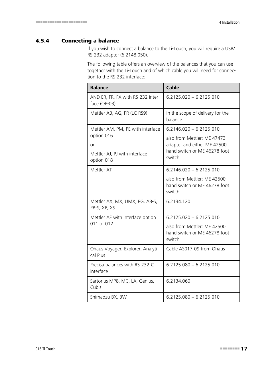 4 connecting a balance, Connecting a balance | Metrohm 916 Ti-Touch User Manual | Page 33 / 459