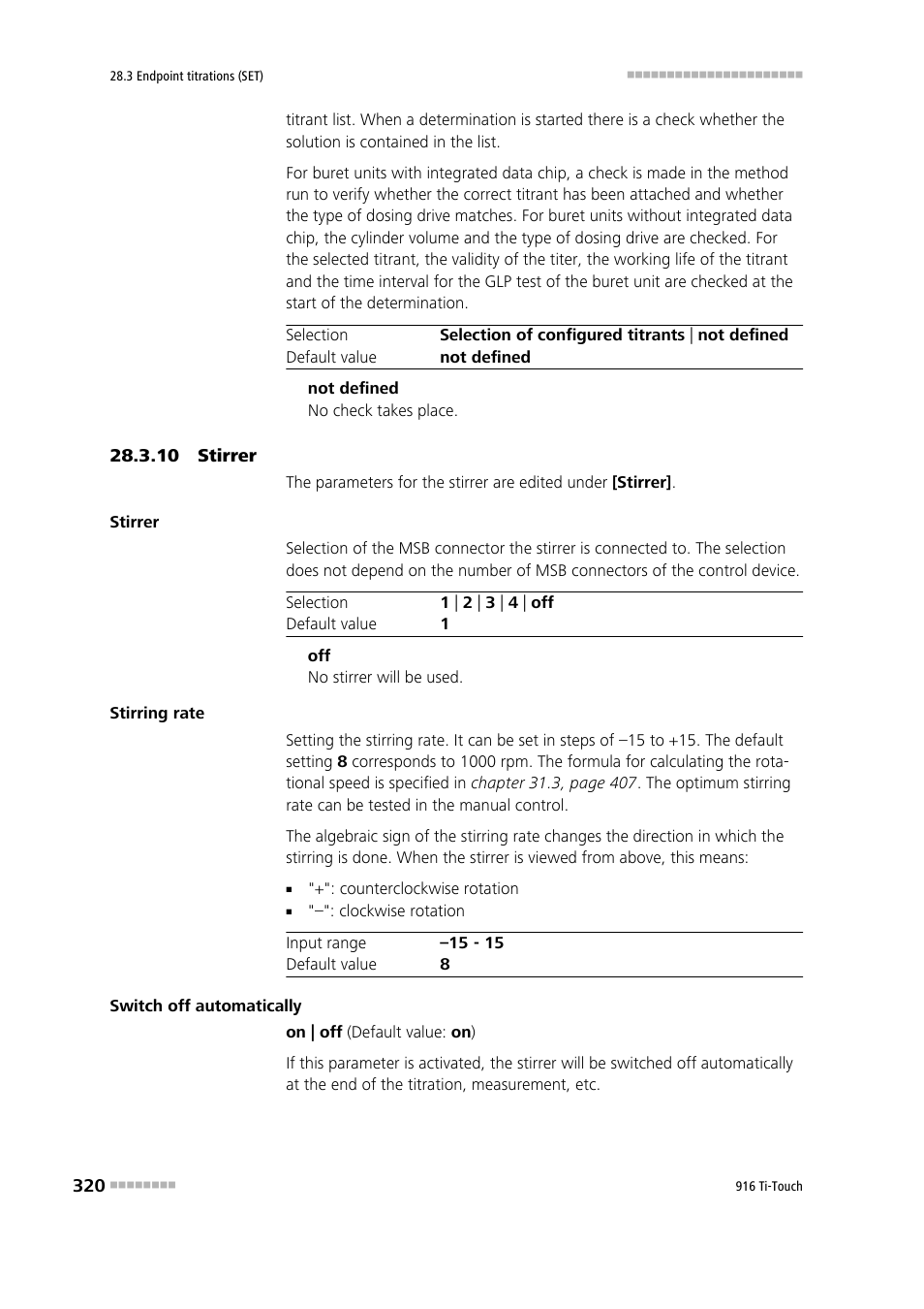 10 stirrer | Metrohm 916 Ti-Touch User Manual | Page 336 / 459