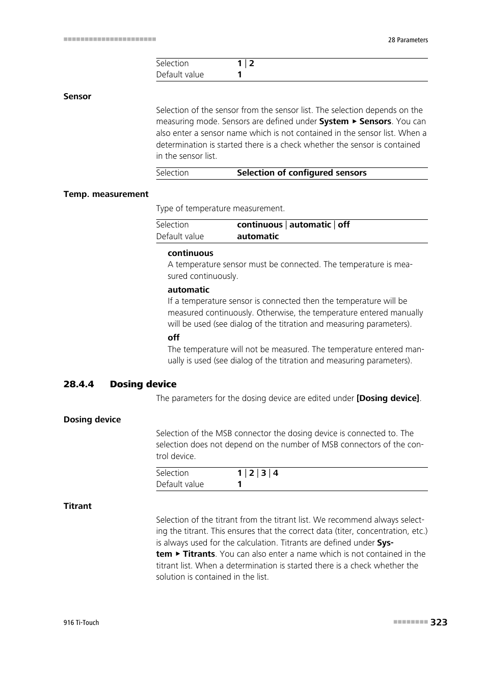 4 dosing device, Dosing device | Metrohm 916 Ti-Touch User Manual | Page 339 / 459