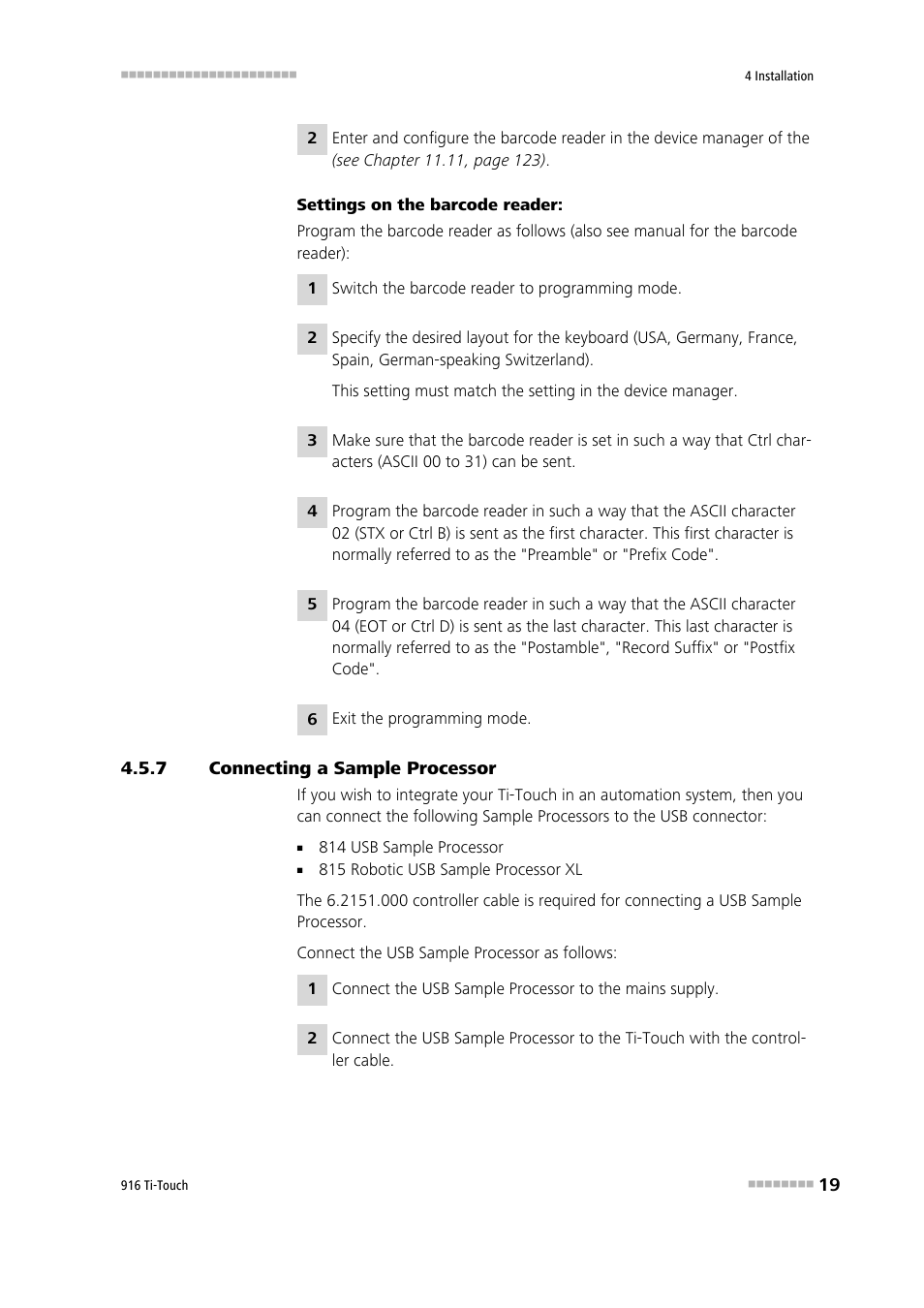 7 connecting a sample processor, Connecting a sample processor | Metrohm 916 Ti-Touch User Manual | Page 35 / 459