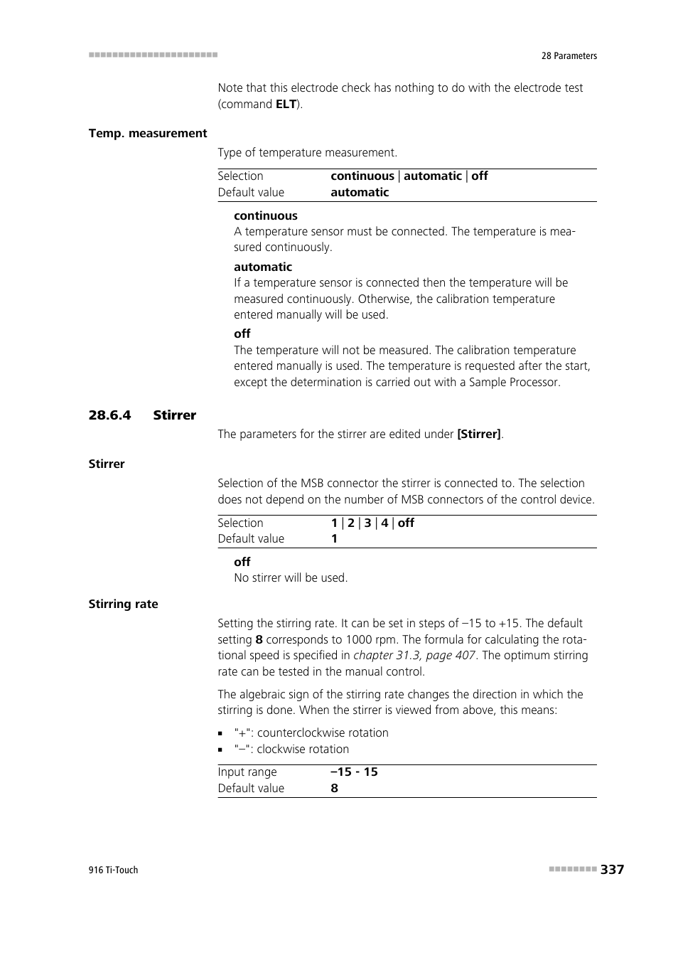 4 stirrer, Stirrer | Metrohm 916 Ti-Touch User Manual | Page 353 / 459