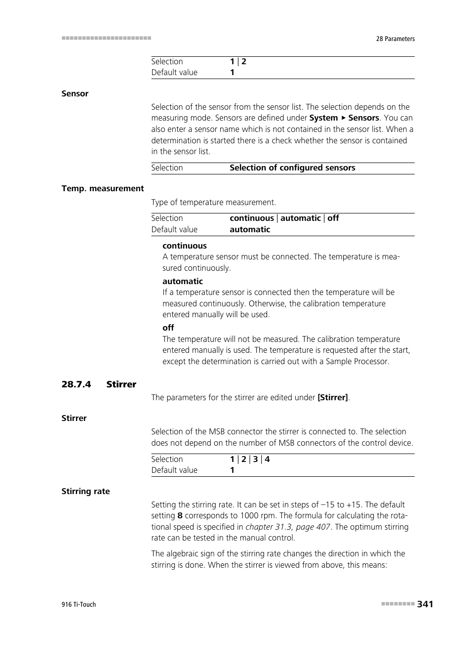 4 stirrer, Stirrer | Metrohm 916 Ti-Touch User Manual | Page 357 / 459