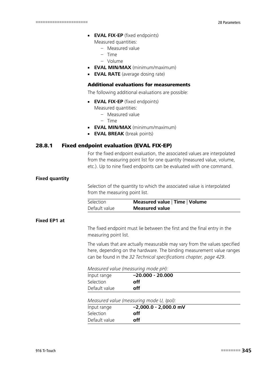 1 fixed endpoint evaluation (eval fix-ep), Fixed endpoint evaluation (eval fix-ep) | Metrohm 916 Ti-Touch User Manual | Page 361 / 459