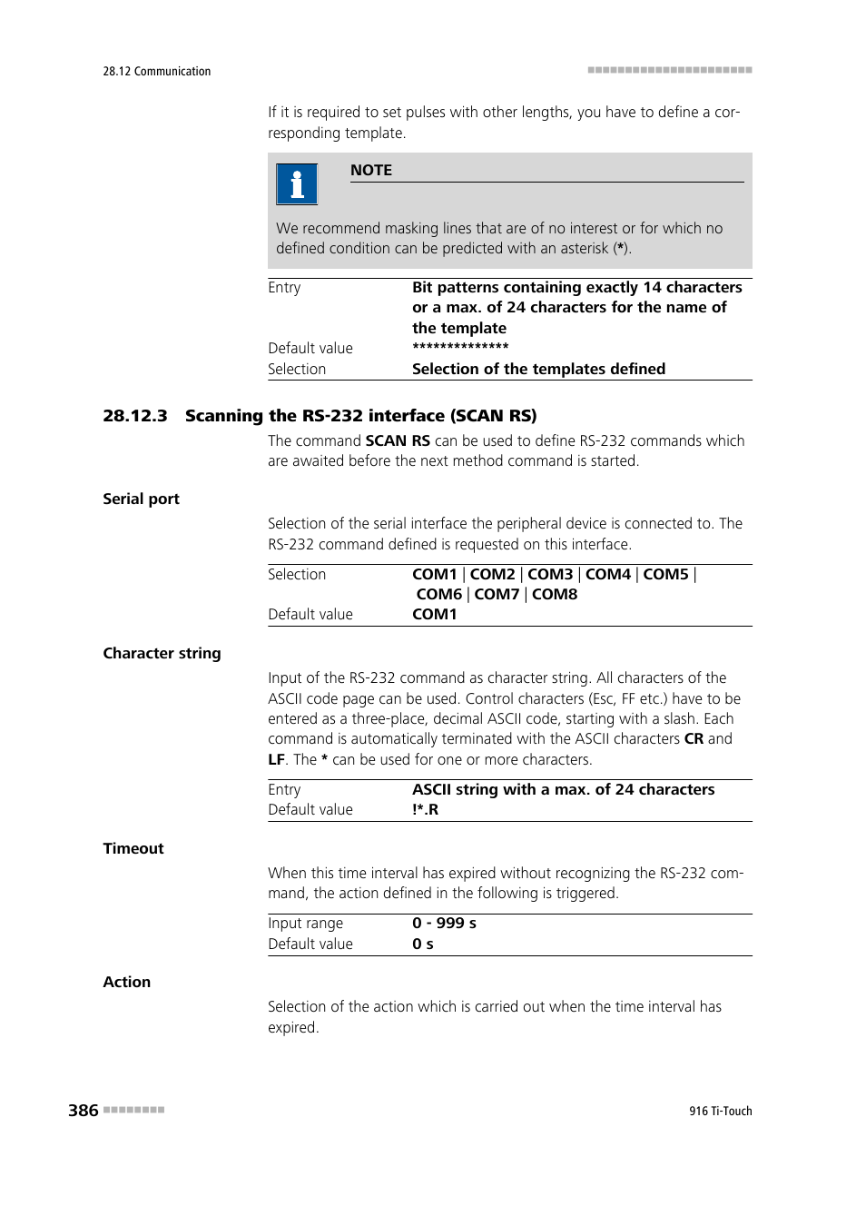 3 scanning the rs-232 interface (scan rs) | Metrohm 916 Ti-Touch User Manual | Page 402 / 459