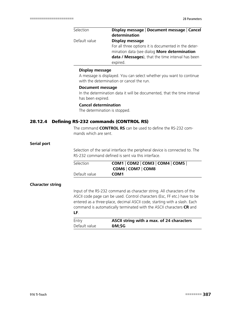 4 defining rs-232 commands (control rs) | Metrohm 916 Ti-Touch User Manual | Page 403 / 459