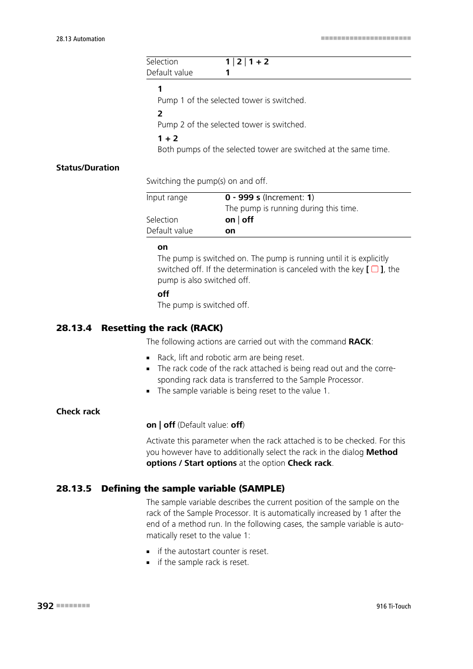 4 resetting the rack (rack), 5 defining the sample variable (sample) | Metrohm 916 Ti-Touch User Manual | Page 408 / 459