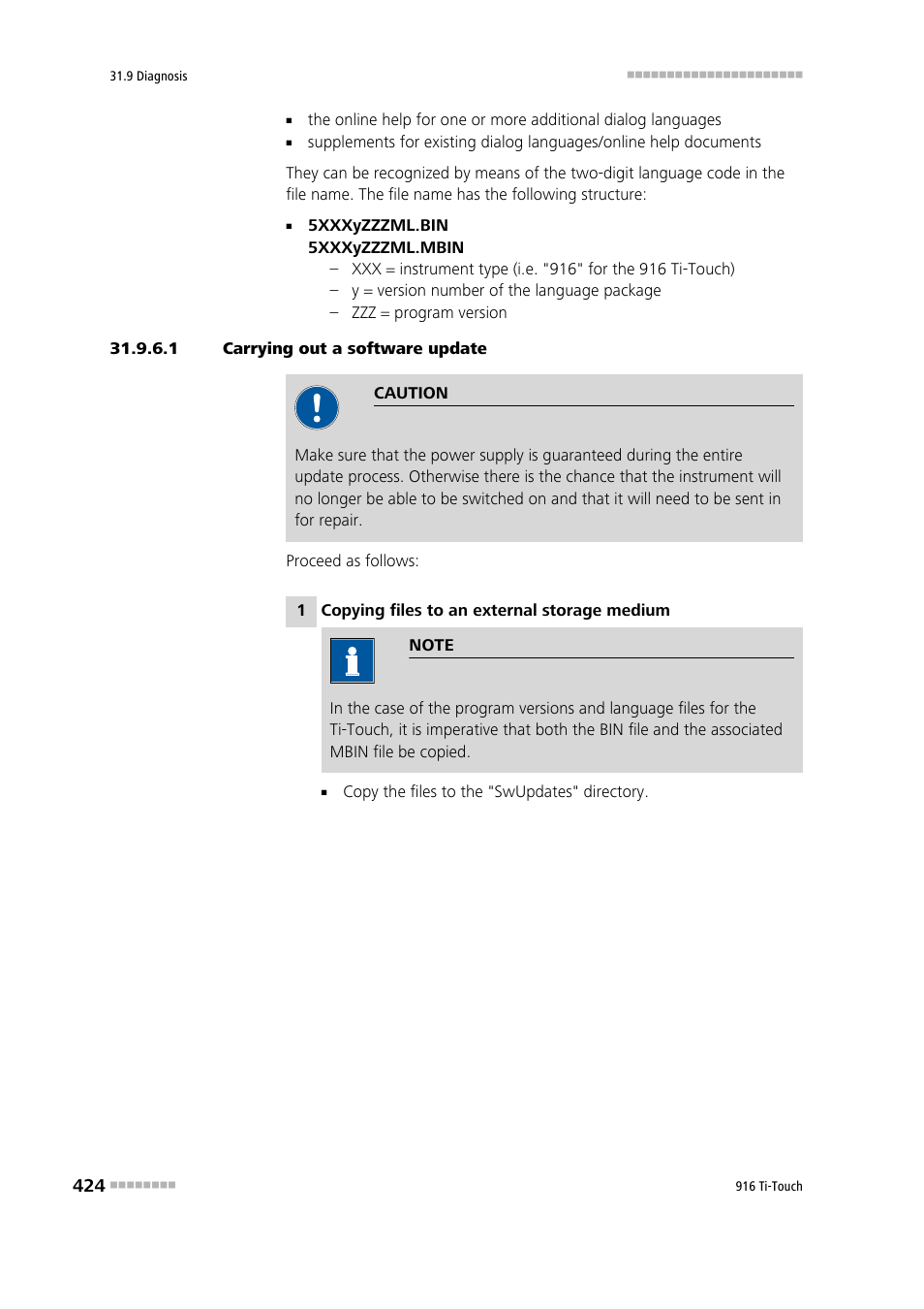 1 carrying out a software update | Metrohm 916 Ti-Touch User Manual | Page 440 / 459