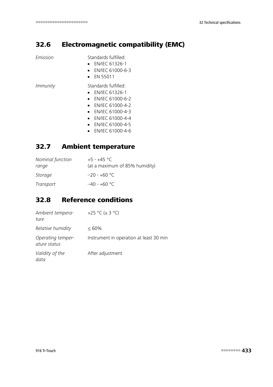 6 electromagnetic compatibility (emc), 7 ambient temperature, 8 reference conditions | Metrohm 916 Ti-Touch User Manual | Page 449 / 459