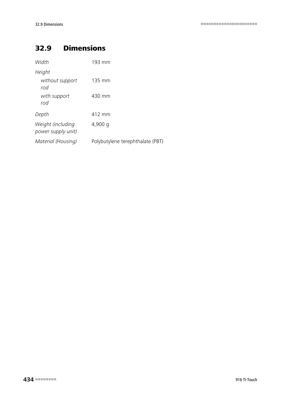 9 dimensions | Metrohm 916 Ti-Touch User Manual | Page 450 / 459