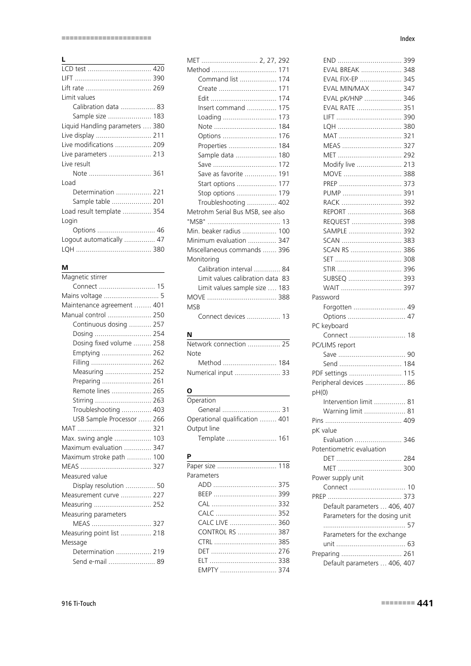 Metrohm 916 Ti-Touch User Manual | Page 457 / 459