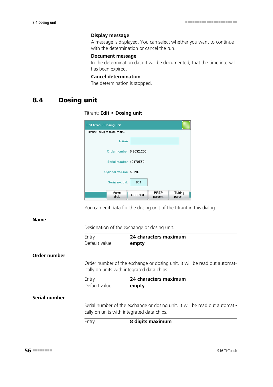 4 dosing unit, Dosing unit | Metrohm 916 Ti-Touch User Manual | Page 72 / 459