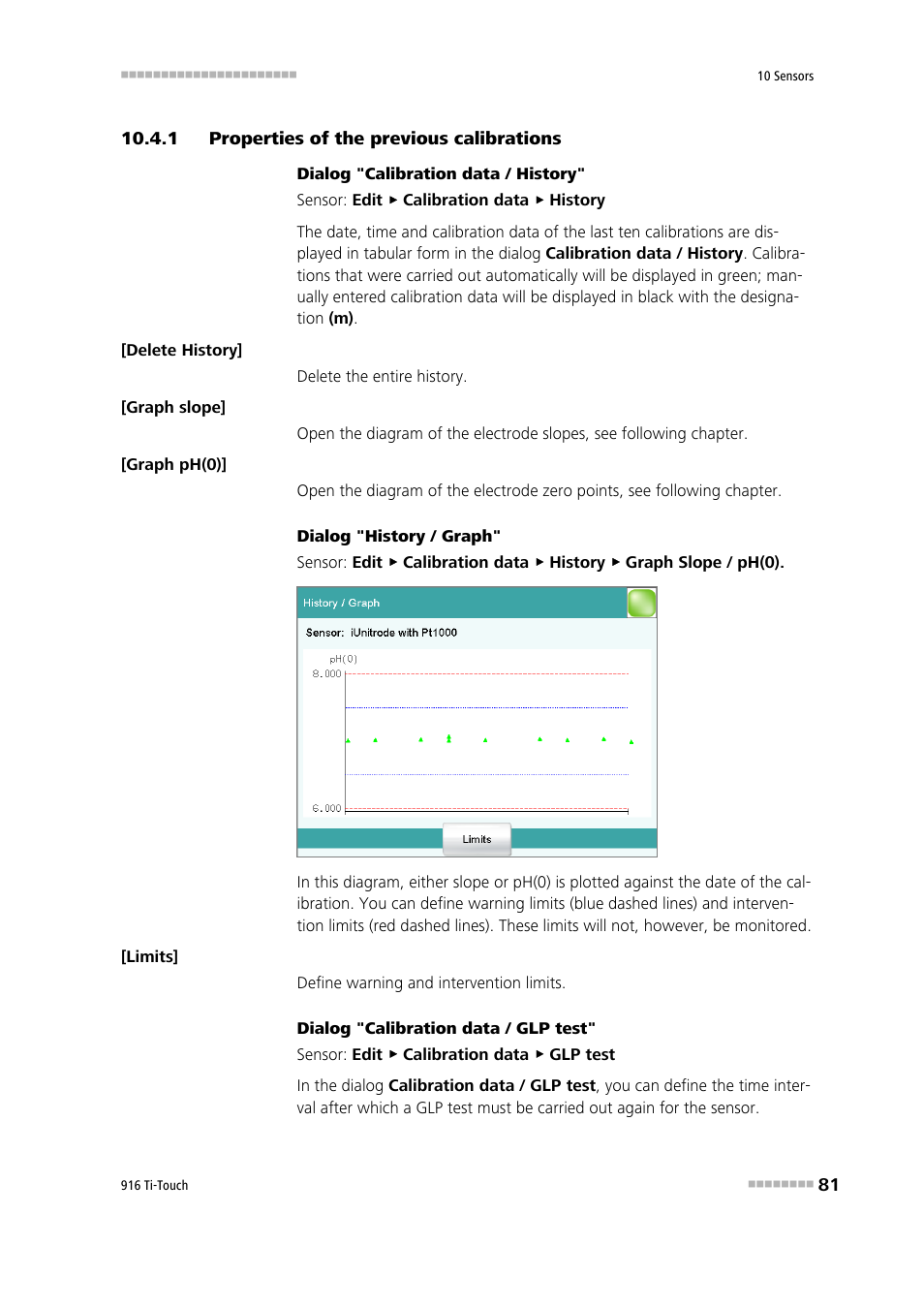 1 properties of the previous calibrations, Properties of the previous calibrations | Metrohm 916 Ti-Touch User Manual | Page 97 / 459