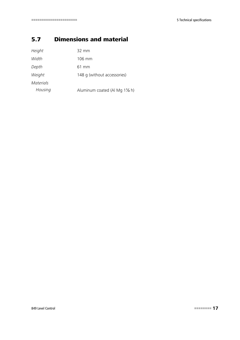 7 dimensions and material, Dimensions and material | Metrohm 849 Level Control User Manual | Page 25 / 32