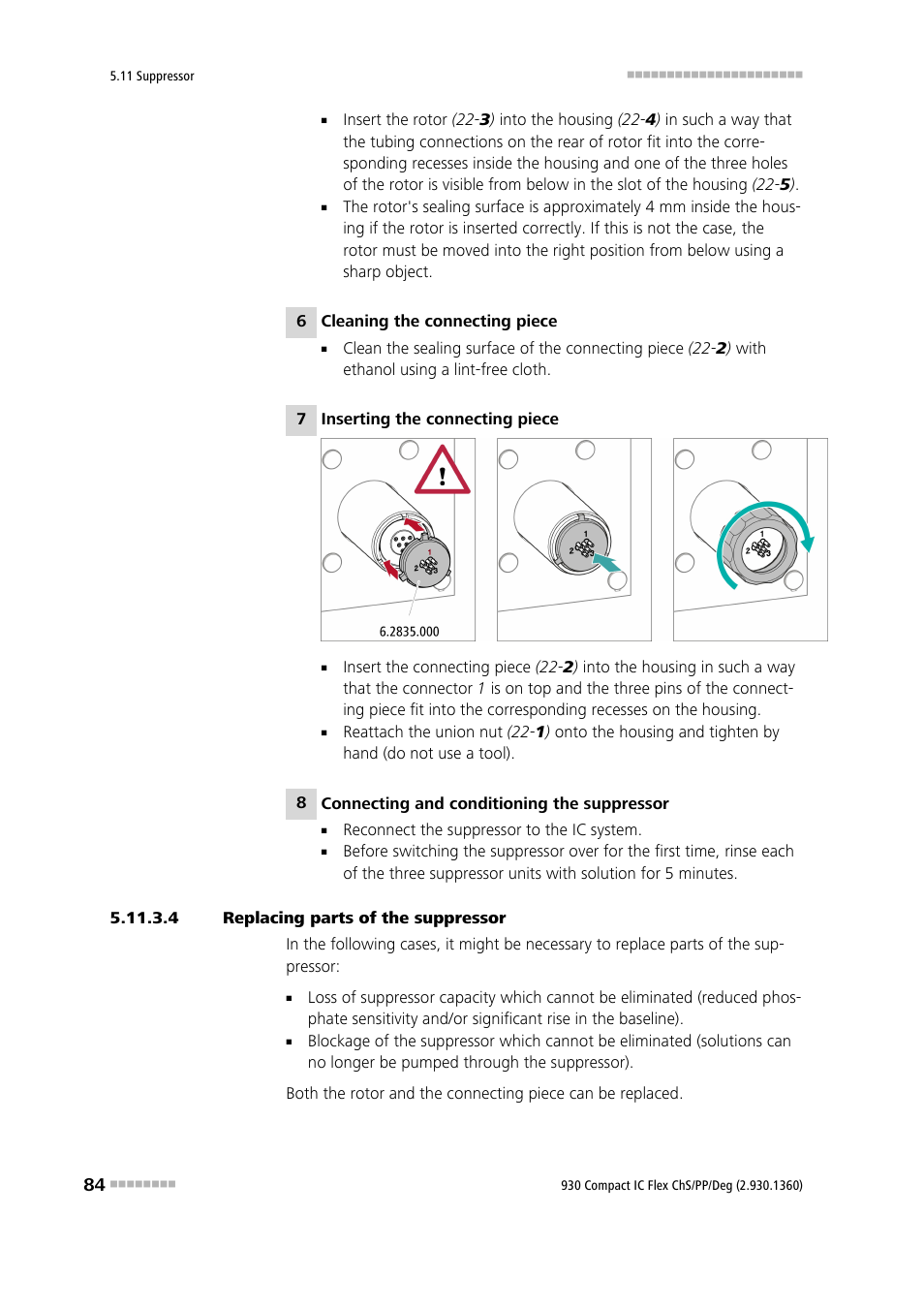 4 replacing parts of the suppressor | Metrohm 930 Compact IC Flex ChS/PP/Deg User Manual | Page 92 / 116