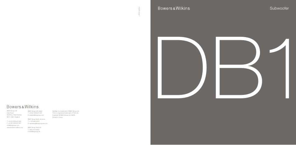 Contact details | Bowers & Wilkins DB1 User Manual | Page 115 / 115