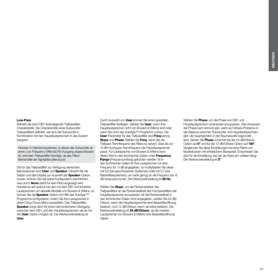Bowers & Wilkins DB1 User Manual | Page 31 / 115