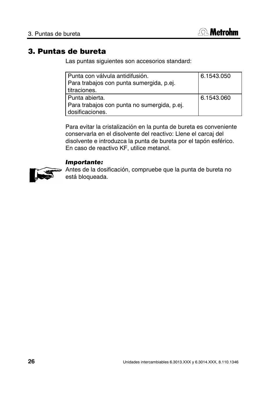 Puntas de bureta | Metrohm 739 Exchange unit User Manual | Page 26 / 42