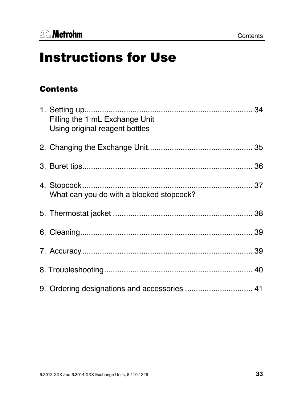 Instructions for use | Metrohm 739 Exchange unit User Manual | Page 33 / 42